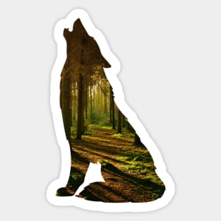 Howling Wolf Autumn forest pattern - Fall Sticker